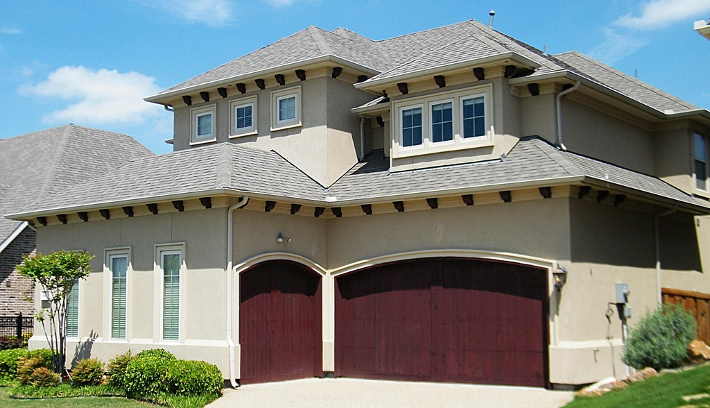 Carriage-style garage doors on a two-car garage